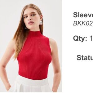 Karen Millen Vibrant Red Ribbed Knit Top